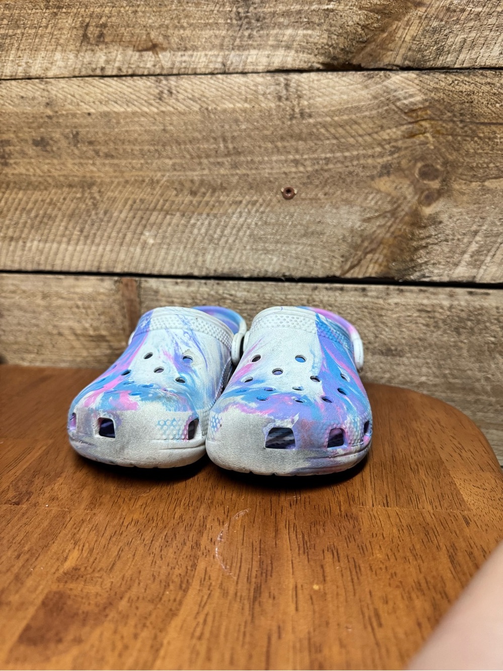 Kids tie-dye crocs 10c